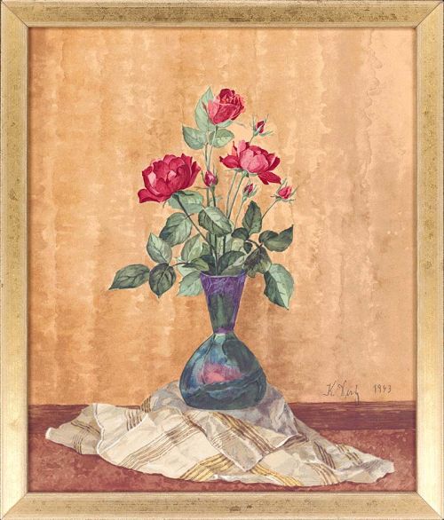Karl Dietz "Rosen in einer Vase"